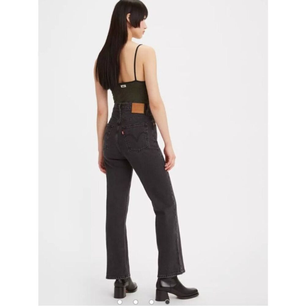 Levi’s Premium Ribcage Boot Cut Button Fly Black Jeans, Size 24